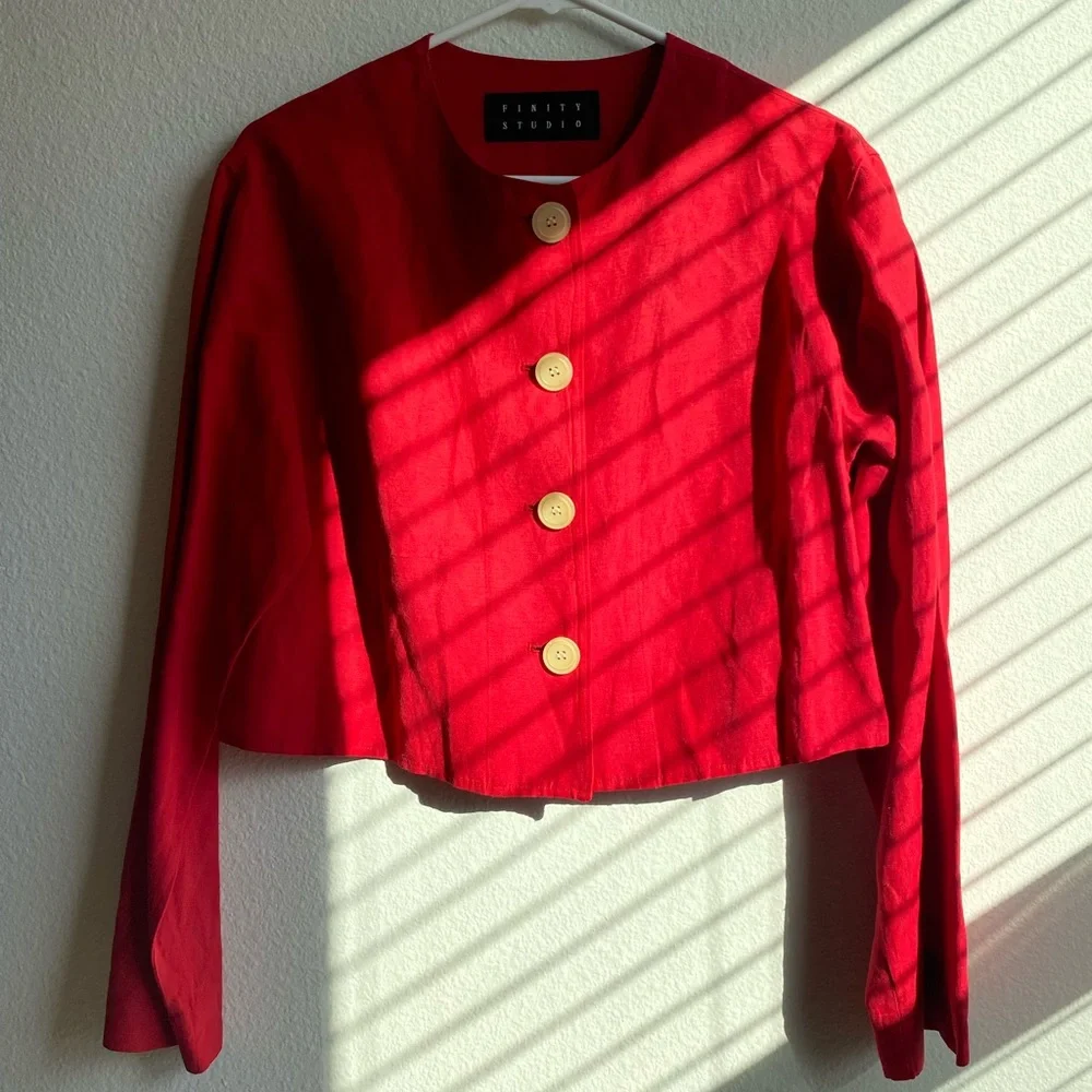 Red Button-Up Top - Picture 1 of 5
